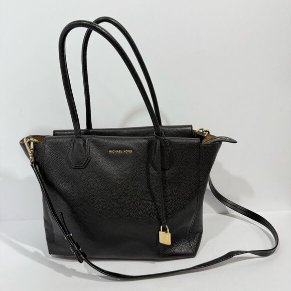 Michael Kors Studio Mercer Large Black Leather Satchel - Picture 2 of 16